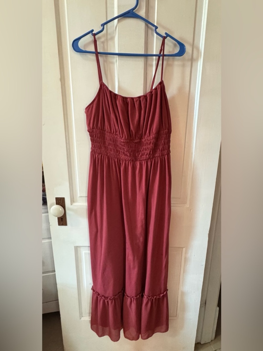 Grace Karin Rosewood Smocked Midi Spaghetti Strap Dress
